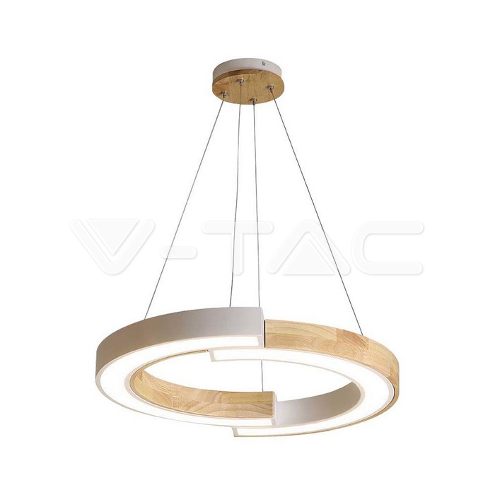 LED Осветител 32W Висящ (43*100) Бяло Тяло С Дърво