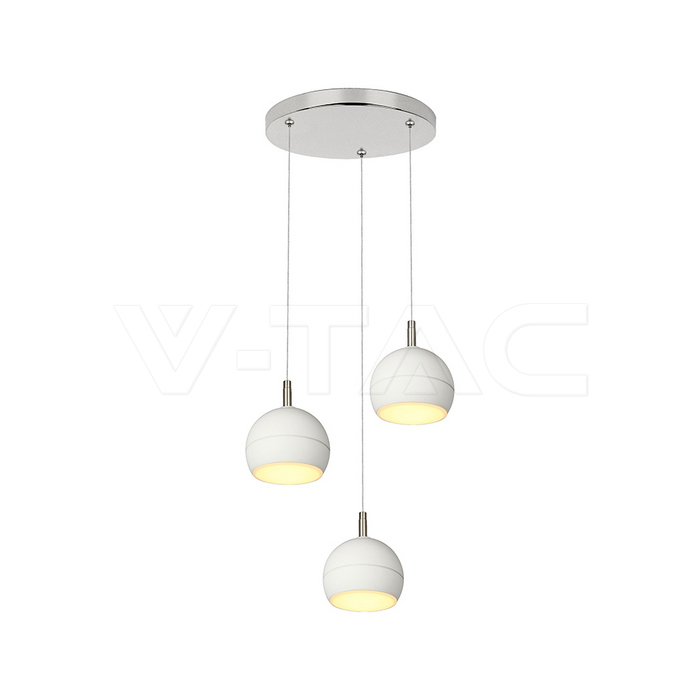 3X10W LED Декоративна Висяща Лампа (D250*H30мм) 3000K Драскан Никел+Бяло