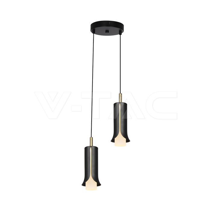 2X5W LED Декоративна Висяща Лампа (D150*H30мм) 3000K Пясъчно Черно