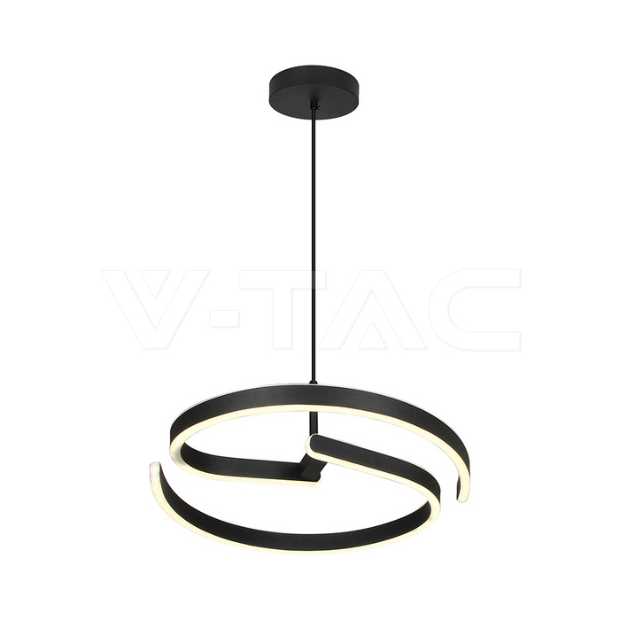 25W LED Висящо Тяло D400мм Пясъчно Черно 4000K