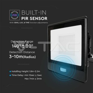 LED Прожектор PIR Сензор SAMSUNG ЧИП Черно Тяло