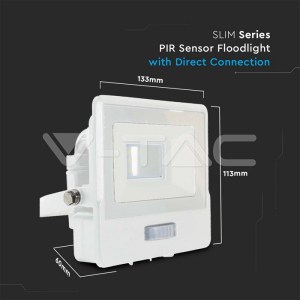 LED Прожектор PIR Сензор SAMSUNG ЧИП Бяло Тяло