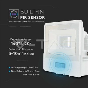 LED Прожектор PIR Сензор SAMSUNG ЧИП Бяло Тяло