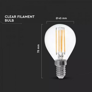 LED Крушка - 6W Filament E14 P45