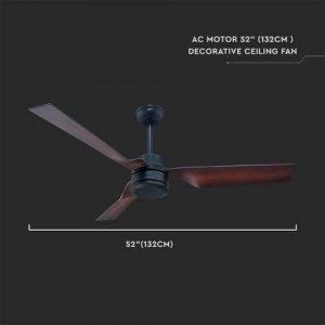 65W LED Тяло/Вентилатор Дистанционно 3 Перки Кафяв