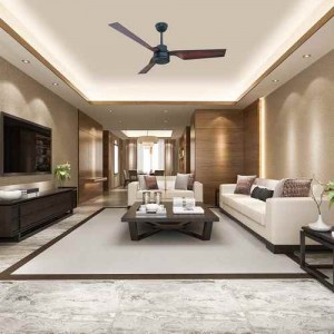 65W LED Тяло/Вентилатор Дистанционно 3 Перки Кафяв