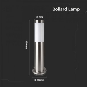 Наземна Градинска Лампа E27 Bollard Сатен Никел Тяло Неръждаема Стомана (45 см) IP44