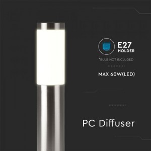 Наземна Градинска Лампа E27 Bollard Сатен Никел Тяло Неръждаема Стомана (45 см) IP44