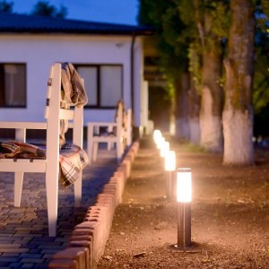 Наземна Градинска Лампа E27 Bollard Сатен Никел Тяло Неръждаема Стомана (45 см) IP44