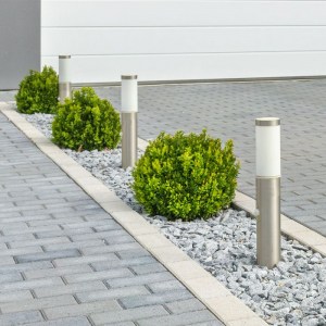 Наземна Градинска Лампа E27 Bollard PIR Сензор Сатен Никел Тяло Неръждаема Стомана (45 см) IP44