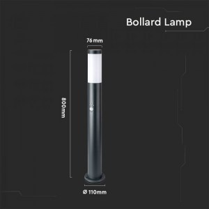 Наземна Градинска Лампа E27 Bollard PIR Сензор Сиво Тяло Неръждаема Стомана (80 см) IP44