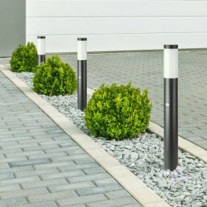 Наземна Градинска Лампа E27 Bollard PIR Сензор Сиво Тяло Неръждаема Стомана (80 см) IP44