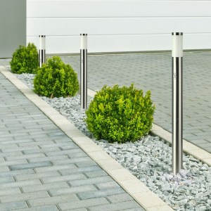 Наземна Градинска Лампа E27 Bollard PIR Сензор Сатен Никел Тяло Неръждаема Стомана (110 см) IP44