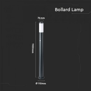 Наземна Градинска Лампа E27 Bollard PIR Сензор Сиво Тяло Неръждаема Стомана (110 см) IP44