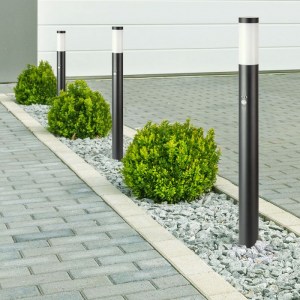 Наземна Градинска Лампа E27 Bollard PIR Сензор Сиво Тяло Неръждаема Стомана (110 см) IP44