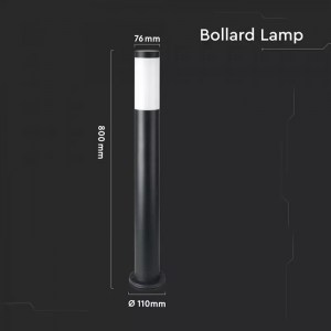 Наземна Градинска Лампа E27 Bollard Черно Тяло (80 см) IP44