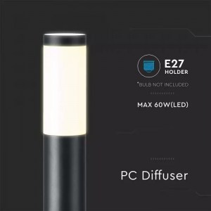 Наземна Градинска Лампа E27 Bollard Черно Тяло Неръждаема Стомана (80 см) IP44